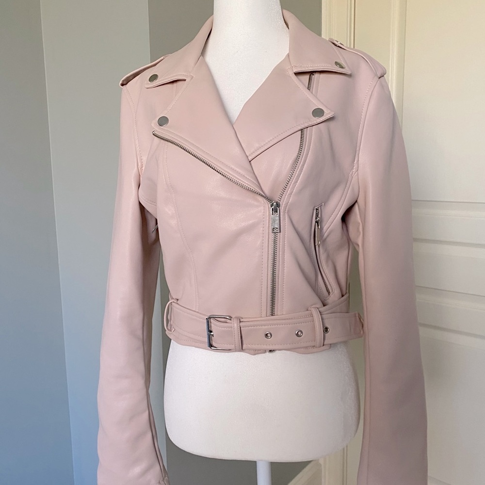 Pink Faux Leather Jacket